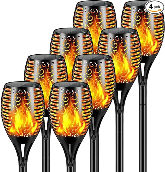 Solar Lights Outdoor 99 LED Higher & Larger Flickering Flame Solar Torch Light 43" Waterproof Outdoor Lighting Solar Powered Pathway Lights Christmas Decorations for Garden Patio Yard (8pack)