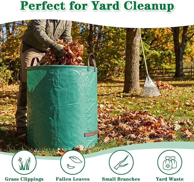 FEED GARDEN 72 Gallon Reusable Yard Waste Bags, 3 Pack | Heavy-Duty Woven Polypropylene, Stand Upright Design, Reinforced Handles, Ideal for Leaves, Grass Clippings & Garden Debris