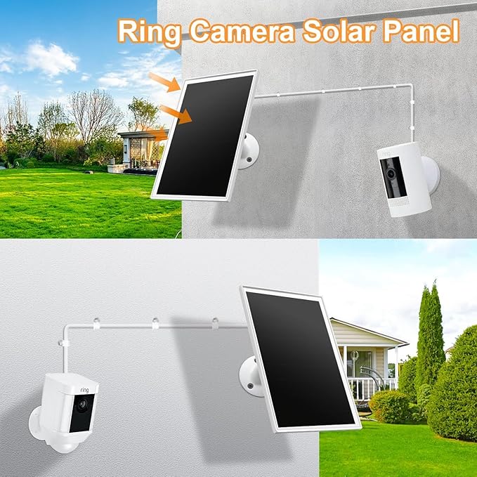 Solar Panel Charger for Ring Camera, Compatible with Ri ng Stick Up Cam Battery, Ring Spotlight Plus/Pro Battery,Waterproof, 5V 6W Fast Charging