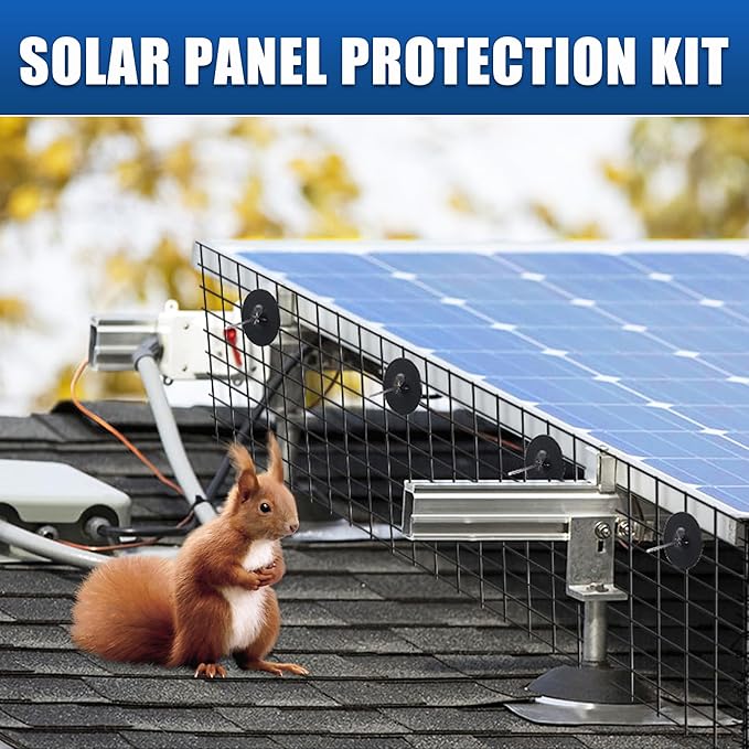 6in x 120ft Solar Panel Bird Mesh Black PVC Coated Steel Solar Panel Bird Guard Proofing| 80 Fastener Clips Prevents Birds, Pigeons, and Critter Guard from Getting Under The Solar Panels