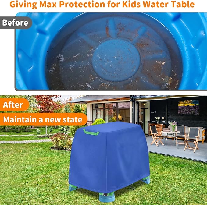 AKEfit Kids Water Table Cover Fits Rain Showers Splash Pond Water Table for Toddlers, Waterproof Dustproof Outdoor Toys Cover, Blue