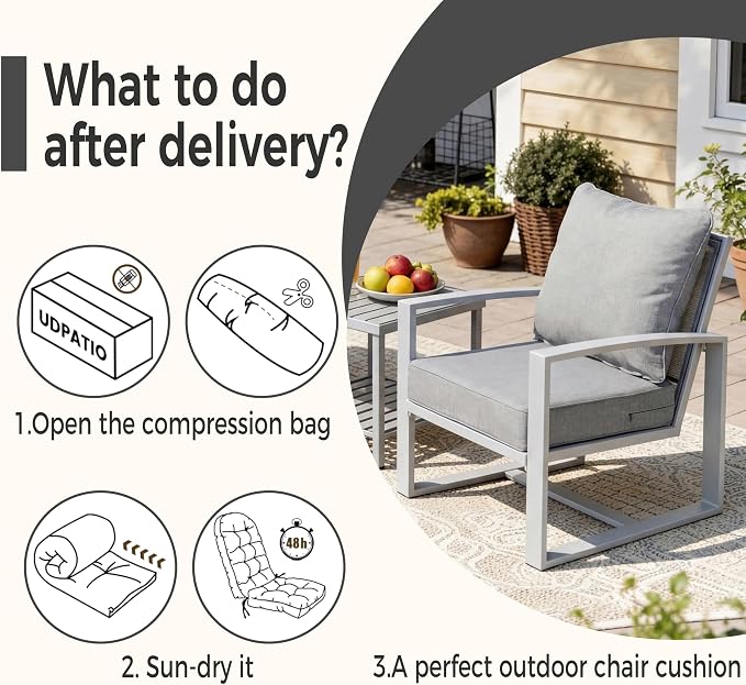 Art Leon Waterproof Outdoor Seat Cushion 24"x 24" 30D High Density Foam Patio Chair Cushions with Non-Slip Backing Patio Cushions for Patio Furniture Porch Swing Garden Bench Camping Stadium Grey