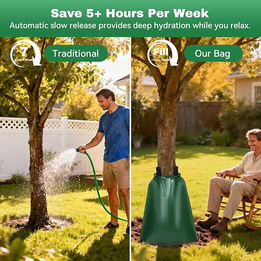 20 Gallon Tree Watering Bag 10Pcs, Slow Release Drip Irrigation for New Trees, Durable PVC Deep Root Watering Device for Water Saving, Garden & Orchard