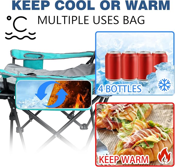 Reclining Camping Chair 4 Position with Foot Rest Comfortable for Adults 265Ibs Folding Lounger Mesh Beach Chair with Cooler Bag,Cotton Cushion and Cup Holder for Outdoor Patio