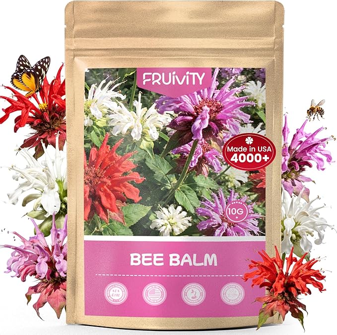 4000+ Bee Balm Seeds for Planting, Color Mix Native Wildflower Seeds, Non-GMO Heirloom & Open Pollinated Perennial Flower Seeds to Plant Outside Flower Herb Garden