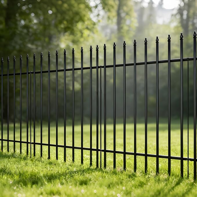 Thealyn Metal Decorative Garden Fence 42" H x 30" W (5 Panels, Total Length 12.5 feet), Metal Border Folding Fence, Landscape Fencing Dog Fence Pet Fence for Flower Bed, Yard, Animal Barrier