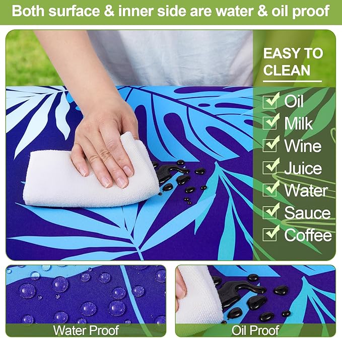 Play Tailor Picnic Table Cover with Bench Covers Camping Essentials Waterproof Windproof Camping Tablecloth with Drawstring Bag, Fitted Rectangle Tables and Seats, 60in, Dark Blue
