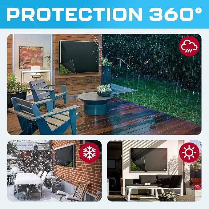 Smart Shield Outdoor TV Cover 75 Inch Weatherproof and Waterproof | Outside TV Enclosure | Screen Protector for Outside Display Black With Zipper