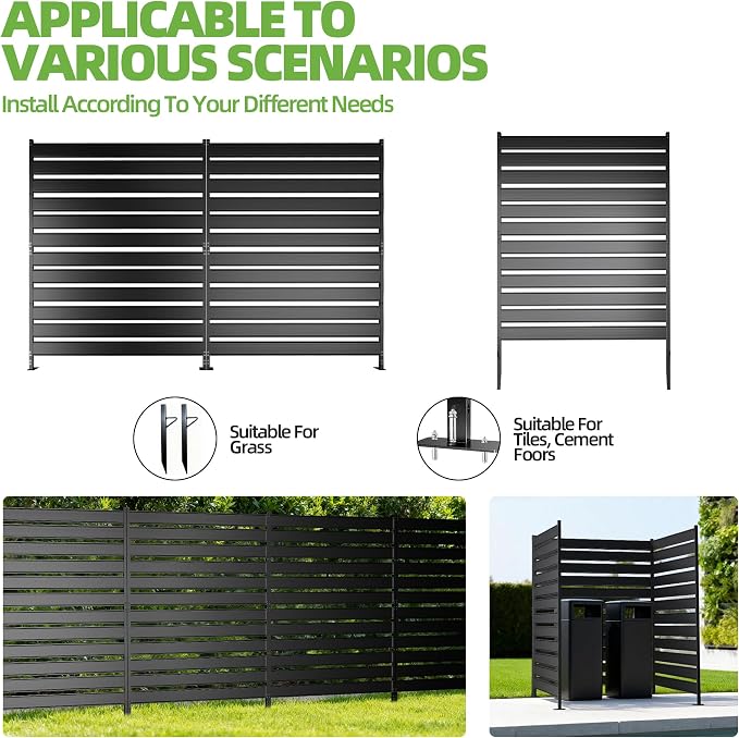 48" H x 38" W (2-Panels) Air Conditioner Fence Screen Trash Can Privacy Fence Panels, Suitable for Pools and Yards, no Digging Required，Black Privacy Panel