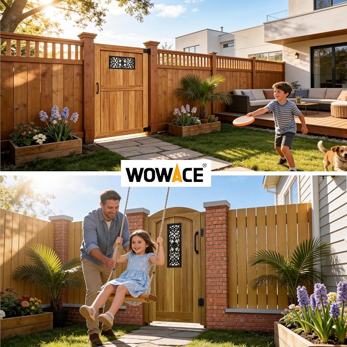 Decorative Inserts for Fence Gates, Aluminum Alloy Ornamental Panels Outdoor Home Garden Decor, Rect Floral, 22.9"x9.25"