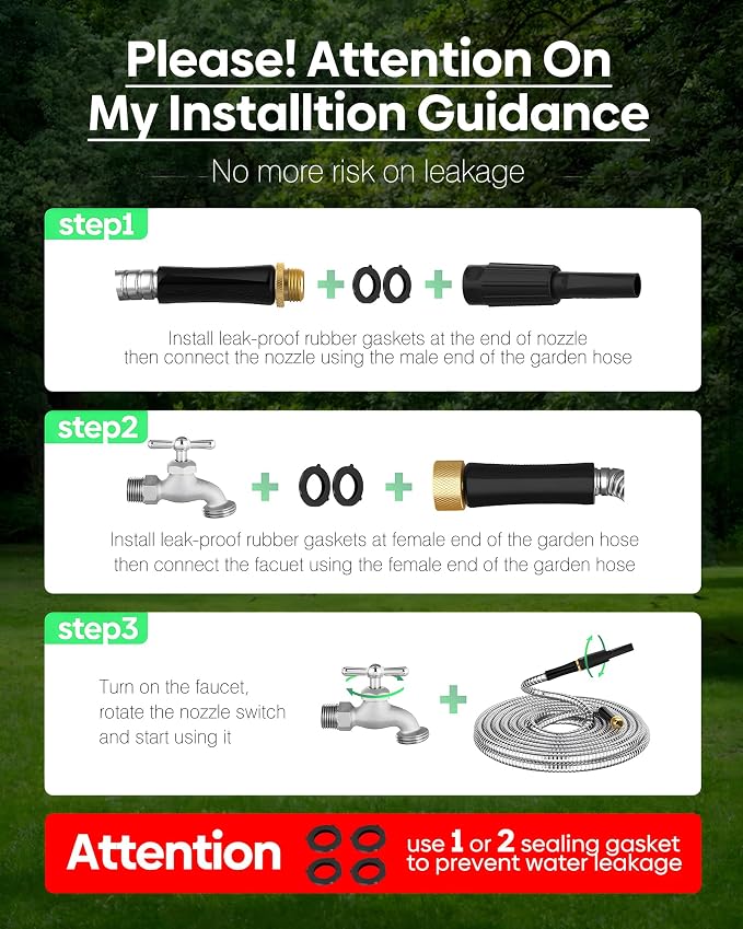 Short Metal Garden Hose 5 ft Connector, Stainless Steel Small Hose Extension Adapter for Hose Reel, Long, Flexible, Lightweight & Heavy Duty Water Pipe, No Kinking Outdoor Water Hose for Yard, 5 Feet