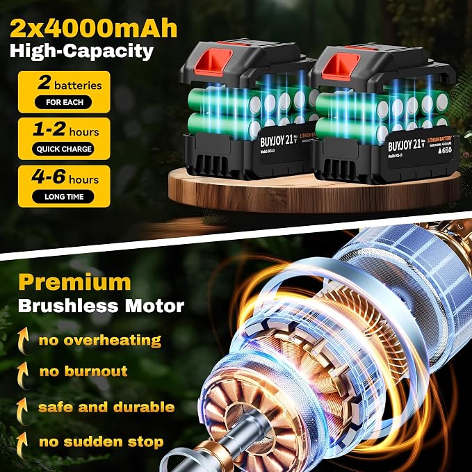 2-in-1 Electric Pole Saws for Tree Trimming, 6 Inch Mini Chainsaw Cordless with Extension Pole, 2 x 4000mAh Batteries,Battery Powered Pole Chain Saw, Tree Trimmer Limb Branch Cutter Pruner