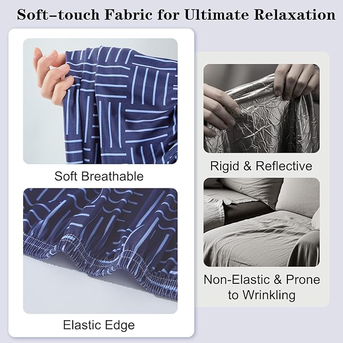 8-Piece High Elastic Outdoor Cushion Covers - Full Set Stretch Replacement Slipcovers for Seat & Back Cushions - Universal Fit for 4-Person Patio Sofa, Fits 20-27" Wide