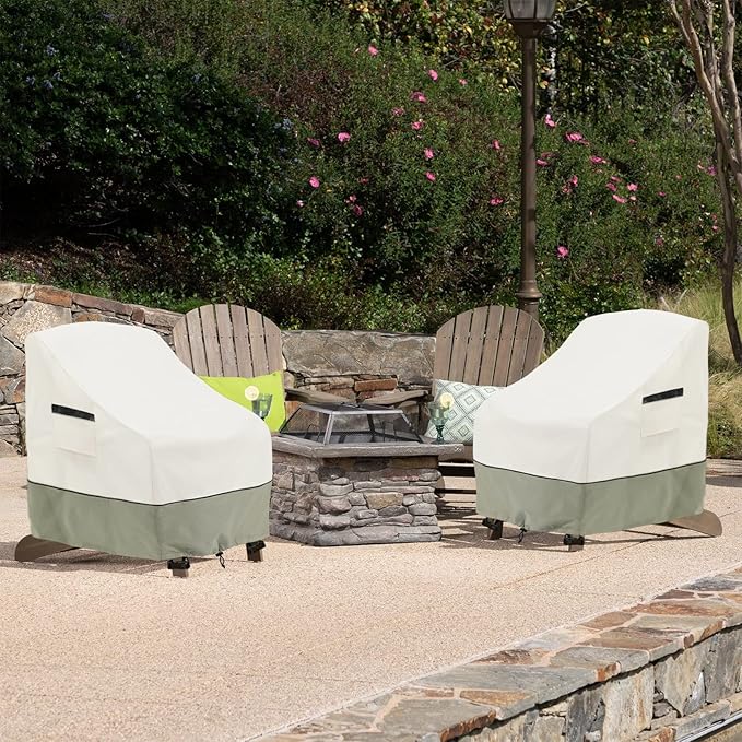 Patio Adirondack Chair Cover 2 Pack,Waterproof Heavy Duty Outdoor Chair Covers,Patio Adirondack Chair Cover for Outdoor Chair(28 W x 33 D x 36 H inches),Beige