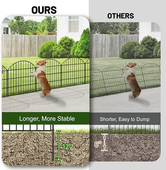 FOREHOGAR Metal Garden Fence 28in (H) x 37.3ft (L), 16 Panels + 17 Stakes Dog Fences Border Fence Animal Barrier, No Dig Garden Fencing for Yard Flower Bed Patio Outdoor, CTW2816 Black