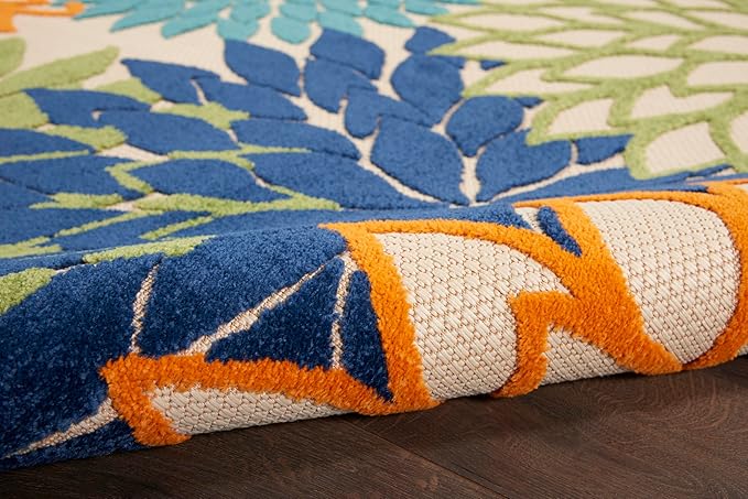 Nourison Home Aloha Indoor/Outdoor Multicolor 6' x 9' Area Rug, Easy Cleaning, Non Shedding, Bed Room, Living Room, Dining Room, Deck, Backyard, Patio (6x9)