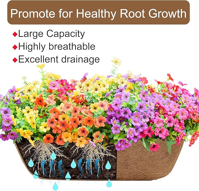 2 PCS 24 Inch Window Deck Box Railing Planter Boxes with Coco Liner,Black Metal Hanging Flower Planter Basket Hanging for Window Sill Balcony Courtyard Garden