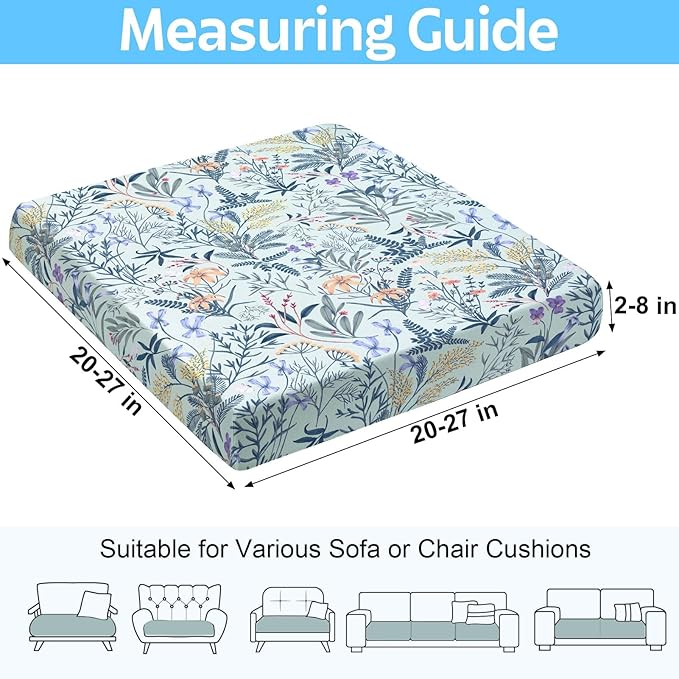 pickyNproud 8Pcs Patio Cushion Covers Stretch Outdoor Couch Cushions Slipcovers Replacement Washable Furniture Protector with Elastic Bottom Sofa Chair Seat Cover, Light Cyan