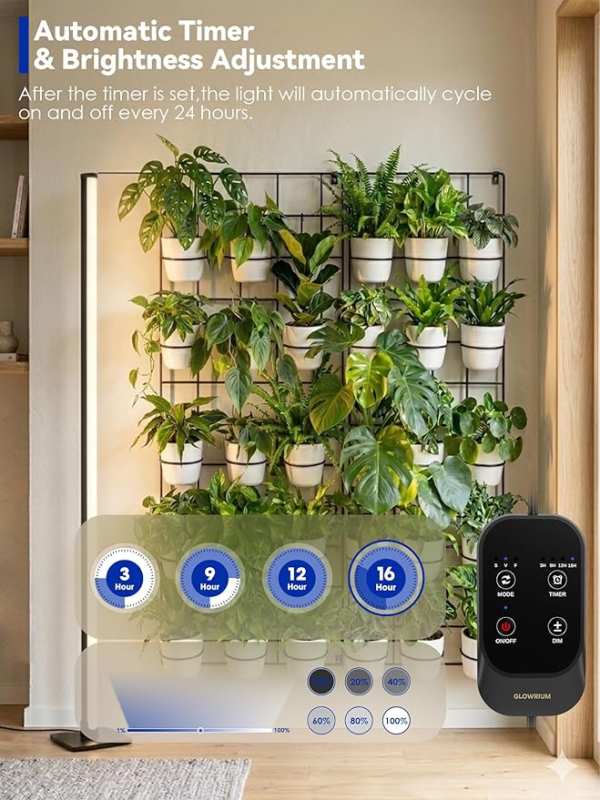 Grow Light with Auto-Timer, Hanging and Standing Grow Lights for Indoor Plants,3 Light Modes, Detachable Full Spectrum Plant Lights for Wide Area Coverage in Indoor Plants (45 in)