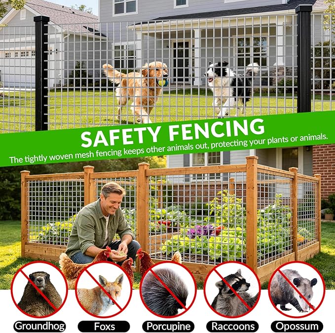 Welded Wire Fence 1/2 inch 48 x 50 ft, Galvanized Chicken Wire Fencing 16 Gauge,Heavy Duty Hot Dip Galvanized Wire Fence Roll for Chicken Poultry Coop, Animal, Fencing,Garden Protection
