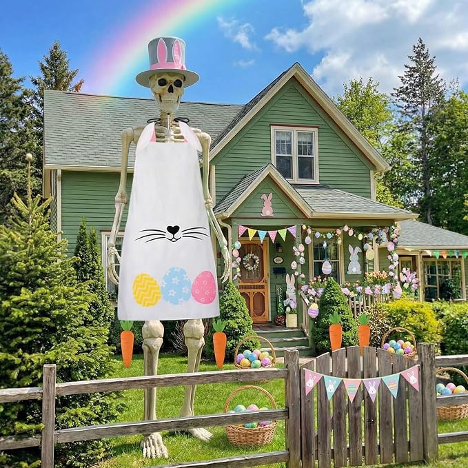 Mepase 12ft Skeleton Costume Accessories Set Oversize Hat and Apron Prop Giant Outdoor Indoor Yard Garden Lawn Decoration