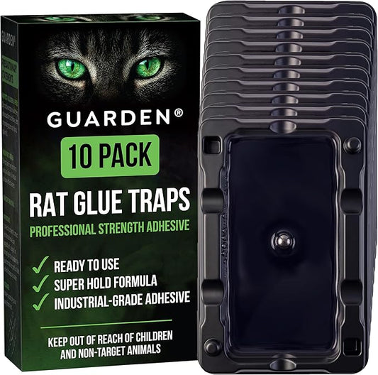 Guarden Glue Traps for Mice & Rats – 10 Pack | Extra-Large Pre-Baited Sticky Traps | No Poison or Pesticides | Catches Mice, Rats, Snakes & Insects
