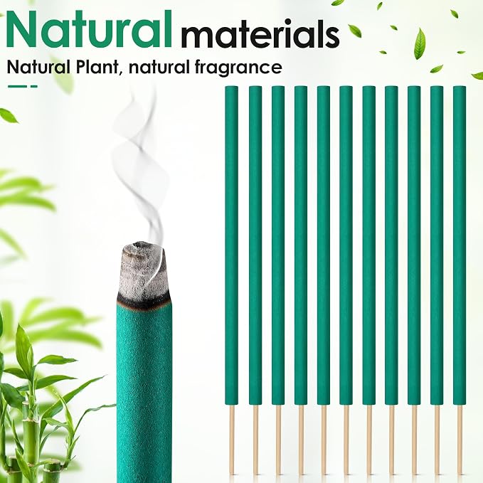 Qualirey 72 Pcs Citronella Incense Sticks, Green Citronella Sticks for Outside Made from Natural Plants, Reaches Up to 12 Feet for Patio Backyard Travel Camping Picnics Swimming Outdoor Activities