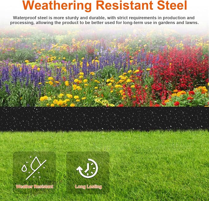 40" L X 6" H Metal Landscape Edging, 10 Pack Heavy Duty Galvanized Steel Garden Edging, Hammer-in Metal Edging for Landscaping for Lawn, Pathway, Yard