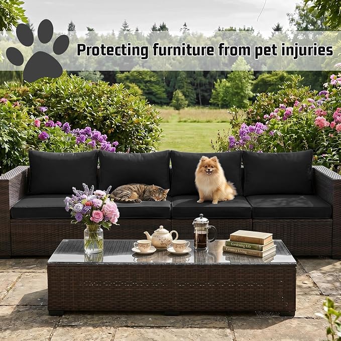 8pcs Outdoor Patio Cushion Covers Replacement, 24" Zippered Outdoor Cushion Covers Waterproof, UV Resistant & Washable Patio Furniture Cushion Covers Waterproof for Patio Sectional, Covers Only Black