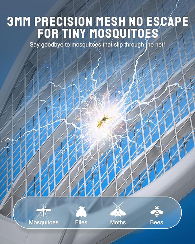 Mosiller Electric Fly Swatter, 3800V Handheld Bug Zapper Racket, Type-C Rechargeable, Mosquito Zapper for Indoor Outdoor, 3-Layer Safety Mesh, Easy to Use, Lightweight (Basic 2 Pack)