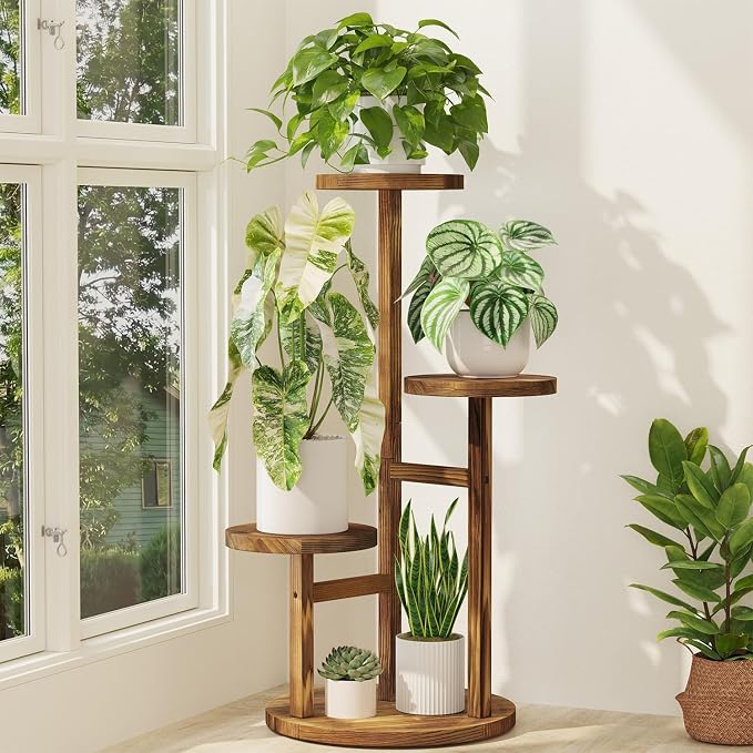 iDavosic.ly Tiered Plant Stand Indoor Outdoor Set of 2,5 Tier Large Plant Stand Indoor with 10 Inch Wide Tray & 3 Tier Porch Plant Stand