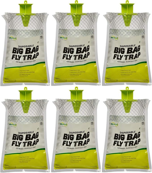 RESCUE! Big Bag Fly Trap – Disposable, Outdoor Use - 6 Traps