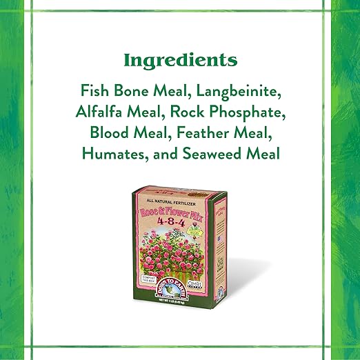 Down To Earth All Natural Fertilizers Organic Rose & Flower Mix - Plant Food for Roses, Bulbs, Flowers and Ornamentals 4-8-4, 1 lb