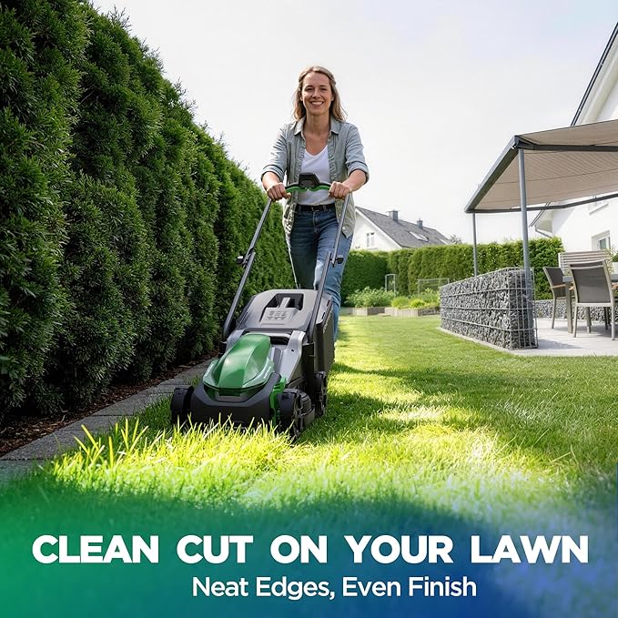 14" Cordless Lawn Mower, 40V Lightweight Push Mower with 2×5.0Ah Battery, Ultra-Quiet Motor for Small Yards, Lawn Care, Backyard Maintenance