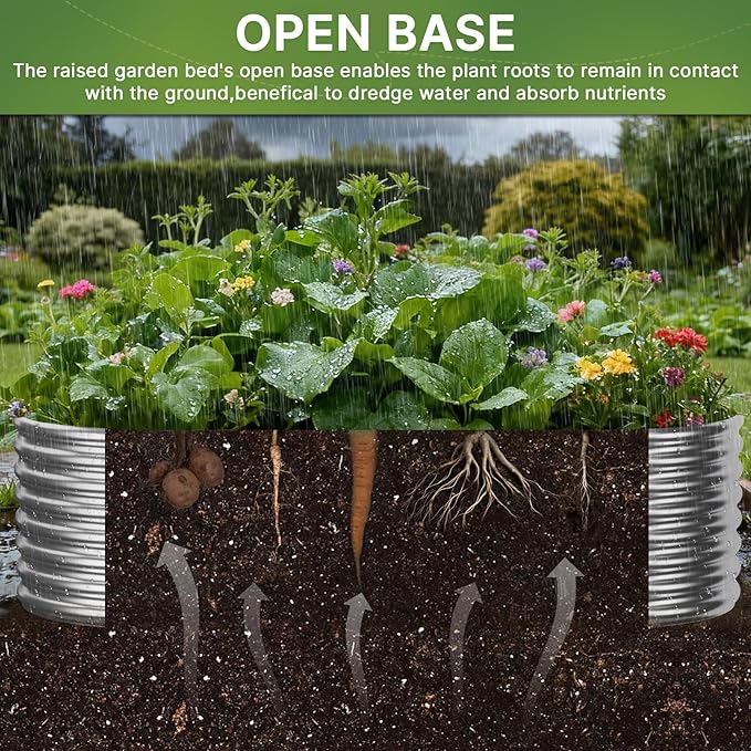 3 PCS 8x4ft Galvanized Raised Garden Bed Outdoor, Metal Garden Bed for Vegetables, Above Ground Garden Box for Flower, Steel Raised Beds for Gardening
