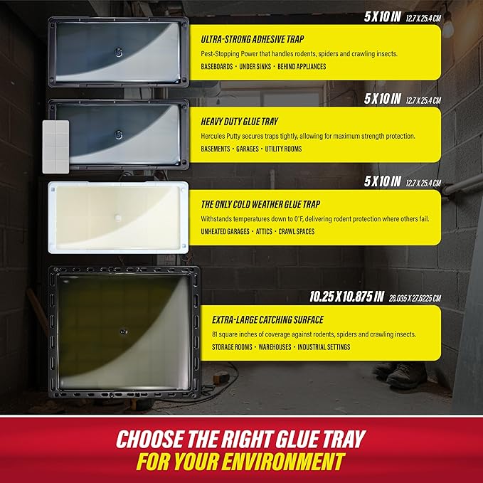 Catchmaster Freeze Resistant Glue Traps 6PK Mouse Traps Indoor for Home, Pest Control Tray for Rodents, Bugs & Crickets, Cold Weather Glue Board for House, Shed & Garage