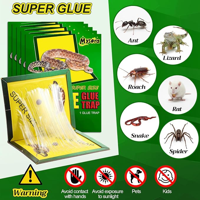 8 Pack 16" x 10" Large Snake Glue Traps with Enhanced Stickiness, Snake Rat Sticky Trap Pad Board for Indoor Outside, Mouse Mice Catcher