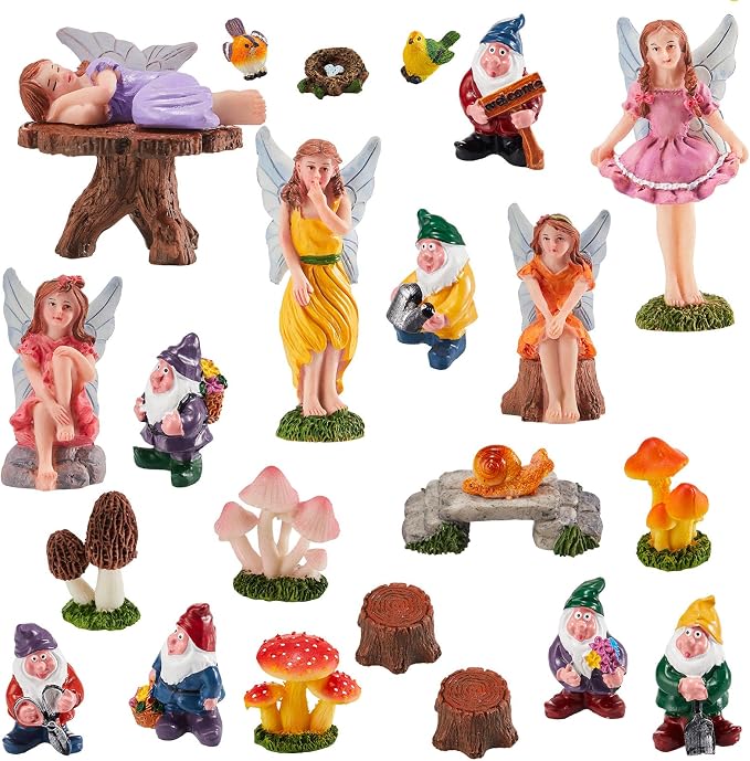 24 Days Magic Fairy Garden Accessories Advent Calendar, Waterproof Fade Resistant DIY Miniature Garden Decor Holiday Birthday Countdown Surprise Gift for Kids Fairy Lovers