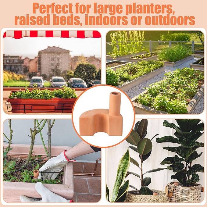 Blushtier 4 Pcs Terracotta Watering Spikes Large Capacity Tank Self Watering Planter Water Storage Reusable Automatic Terracotta Water Devices Self Irrigation System for Houseplants Garden Flowers