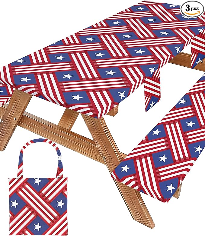 Picnic Table Cover with Bench Covers Tablecloth Fitted Table Cloth Camping Essentials Supplies Rv Travel Gear Must Haves Accessories Outdoor Road Trip Necessities Stuff Gadgets Camper Gadgets Items