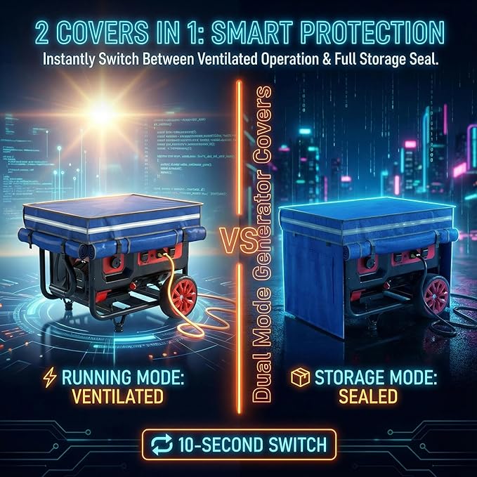 Generator Covers, Generator Covers While Running, 32X24X24 inches, Top Can be Opened, With Tool Bag and Visual Operation Window, Suitable for 3000W-12000W Frame Generator, Blue
