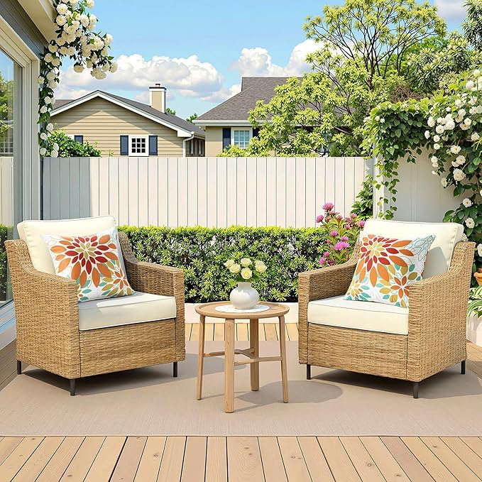Floral Outdoor Pillow Covers Waterproof Spring Throw Pillow Cases Orange Yellow 18x18 Inch Set of 2 Decorative Summer Cushion Covers for Patio Furniture Garden Bench Porch Sofa
