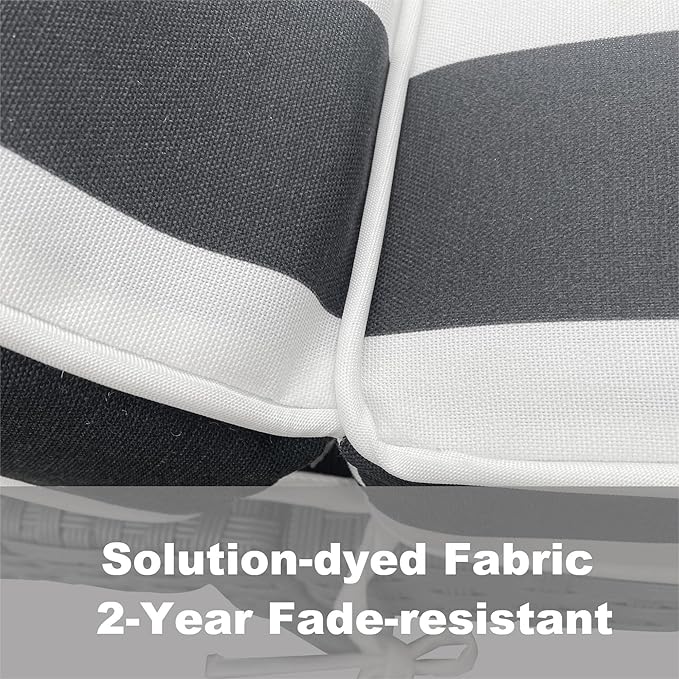 Only choice Outdoor Lounge Chair Cushion Patio Chaise Lounge Replacement Cushions Funiture Seat Cushions Chair Pads (Black+White Stripes-1 pc)