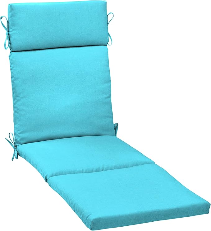Arden Outdoor Chaise Cushion, 21 in x 72 in, Weather-Proof, Rain-Proof, Fade Resistant Patio Cushion for Chaise Lounger Pool Blue Leala