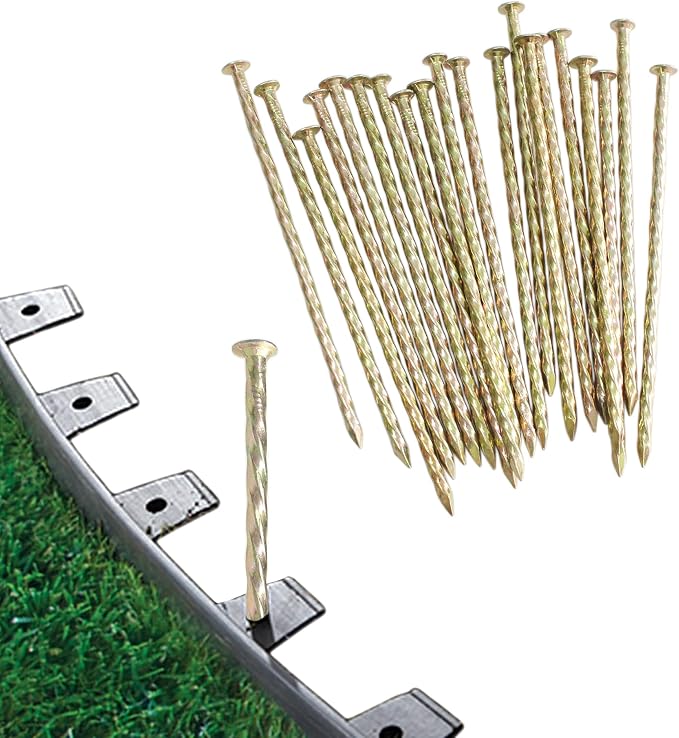 50/100/150 Pack - 6" Garden Stakes Solid Golden Galvanized Non-Rust Metal Stakes Spiral Landscape Edging Anchors for Paver Edging, House Construction (150)