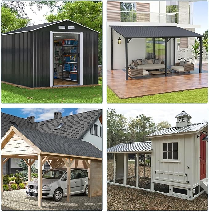 GarveeLife 20Pcs Metal Roofing Panels for Carport, Heavy Duty Metal Carport Kits, Galvanized Steel Corrugated Panels, for Patio Outdoor Garden, 42.52 in x 16.8 in