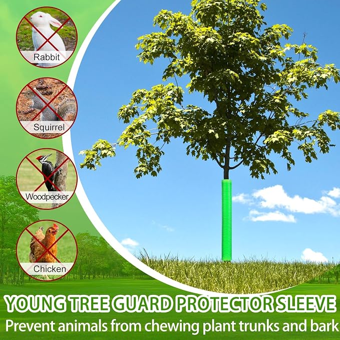 Menkxi 20 Pcs Corrugated Tree Guards Tubes Plastic Saplings Tree Trunk Protectors Wraps to Protect Bark from Deer, Sapling from Rodents, Mowers, Animals(15.7 x 2, 15.7 x 1.5)