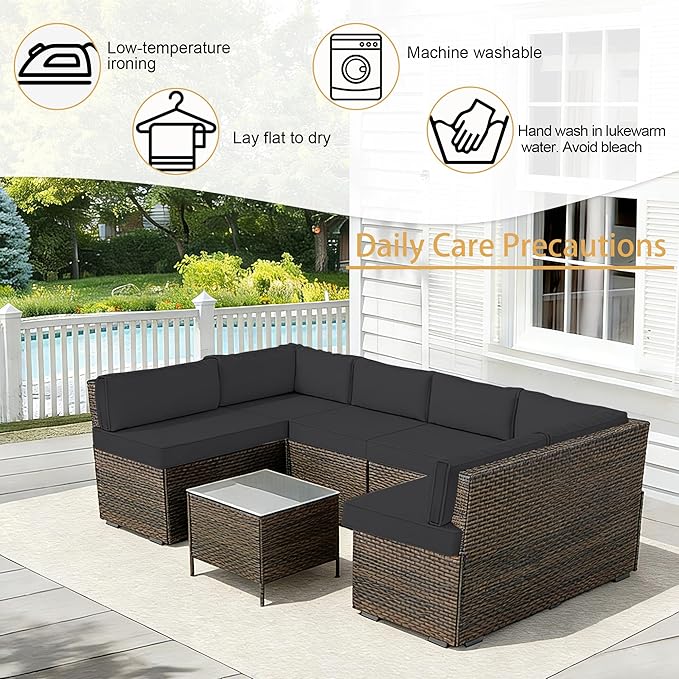 Outdoor Cushion Covers for Patio Furniture, Patio Cushion Covers Replacement with Zipper, Waterproof & Fade Resistant,Only Cover (Deep Grey, 25.6Lx25.6Wx4H - Only Covers)