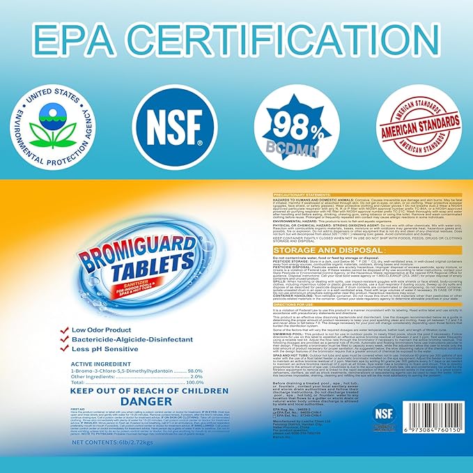 Bromine Tablets for Spa Hot Tub, Bromine Tablets for Pools, Pre-Stabilized, Low Chlorine Odor,Great Chlorine Alternative