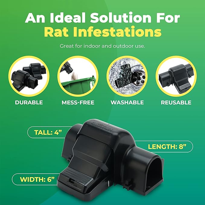 Rat Traps Indoor and Outdoor - 3 Pack Dual-Entry Large Rat Trap Outdoor and Indoor for Home, Garden and Restaurant with 99.9% Trap Rate | Easy to Use Rodent Traps with Safe Hands Free Design - UCatch